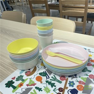 卡拉斯宝宝辅食耐摔IKEA宜家儿童餐具碗碟杯刀叉勺6件套彩色塑料