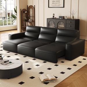 DDC意式极简电动多功能可伸缩沙发床现代简约客厅直排真皮沙发