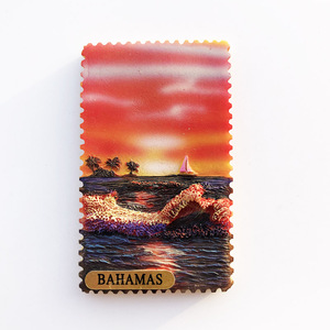 巴哈马磁铁冰箱贴创意夕阳海景旅游纪念装饰立体彩绘工艺品礼品