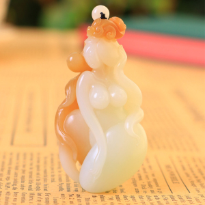 糖白玉男士款玉美人天然新疆和田玉项链遇贵人挂件玉石吊坠55g