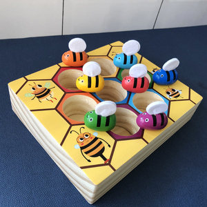 蒙氏夹夹乐教具儿童早教夹蜜蜂木质玩具1-2-3岁益智锻炼手指灵活