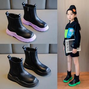 女童靴子2022春秋新款韩版女孩短靴英伦风童鞋潮流单靴儿童马丁靴