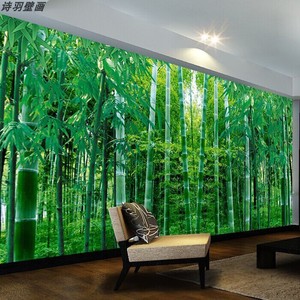 田园风光新中式竹子5d立体壁布电视沙发背景墙简约影视墙壁纸壁画