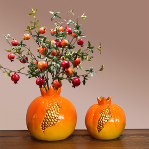 新中式多子多福石榴创意花瓶摆件插干花仿真客厅小花瓶装饰品