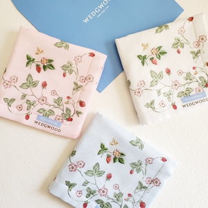 正常发货日本制进口wedgwood韦奇伍德纯棉手帕手绢毛巾刺绣野草莓