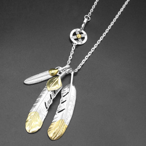 余文乐同款高桥点金羽毛吊坠项链s925纯银潮流复古男女搭配毛衣链