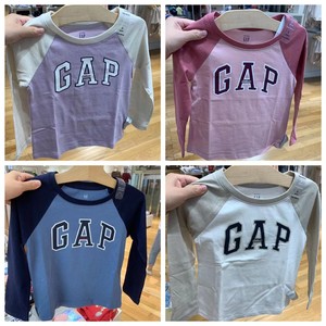 gap女童秋季新款logo纯棉插肩长袖t恤434998童装运动上衣430124