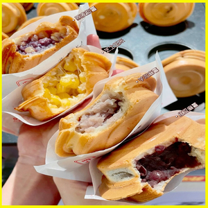 台湾车轮饼技术配方教程网红小吃开店摆摊创业项目红豆饼培训教学