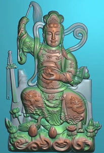 九天玄女令牌神仙骨雕牙雕玉雕挂坠灰度图精雕图浮雕图