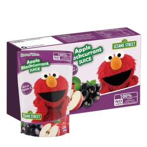 芝麻街simplykids迪拜进口苹果黑醋栗复合果汁饮料200ml*5袋/盒