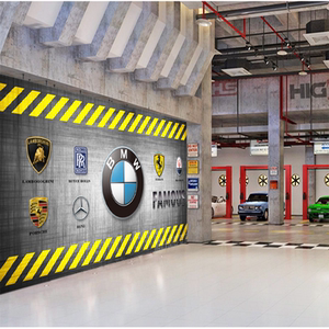 汽车美容店标志3d背景墙纸4s店车标修理店壁画洗车改装店装修壁纸