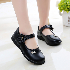 女童鞋春秋新款儿童公主鞋单鞋中大童韩版女童黑色皮鞋学生演出鞋