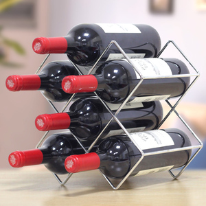 红酒架子葡萄酒格子展示托架菱形酒柜酒瓶摆件创意现代轻奢置物架