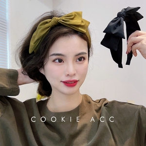 cookie饰品韩国气质简约百搭纯色绿色黑色小蝴蝶结发箍韩式布艺