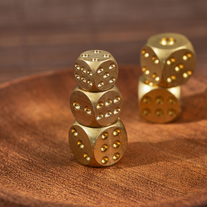 黄铜实心骰子摆件大中小骰粒麻将数字色子金属文玩手把件精致礼品