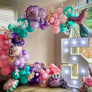美人鱼尾巴拱门气球链主题宝宝生日海洋派对背景装饰布置铝膜气球