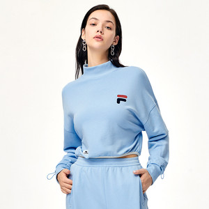 斐乐女装运动纯色潮流套头卫衣女半高领宽松百搭舒适女式针织套头