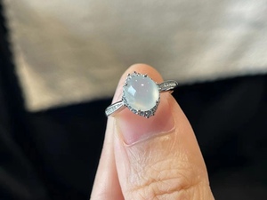 翡翠戒指s925纯银镶嵌缅甸天然翡翠A货玉石冰种戒指指环女款