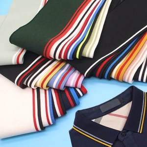 弹力罗纹袖口领口布料辅料色织条纹方领立领翻领polo领子袖子t恤