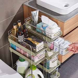 卫生间夹缝置物架落地移动厨房浴室化妆品窄缝抽屉收纳推车储物柜