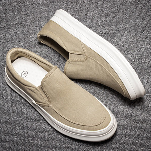 2021秋季帆布男鞋懒人一脚蹬休闲板鞋韩版潮鞋乐福厚底老北京布鞋