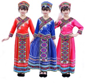 儿童舞蹈服哈尼族傈僳族演出服土族舞台服装土家族男女民族风服装