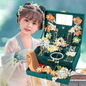 女童古风汉服发饰儿童发卡古代发夹头饰超仙边夹流苏对夹发簪女孩