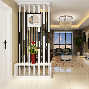 双面钢琴烤漆入户玄关实木柱隔断 现代简约客厅装饰柜 栅栏屏风