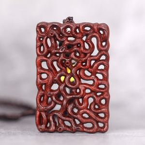 木雕把玩盘小叶紫檀老料木牌 镂空复古牌子 挂件汽车挂牌檀香木