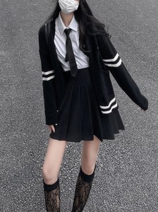 黑色百褶裙有内衬女夏日系学院风jk套装高腰显瘦日韩找女制服裙潮