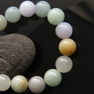 七彩天然翡翠手串天然13mm多彩16多宝珠翡翠多彩色手串手链