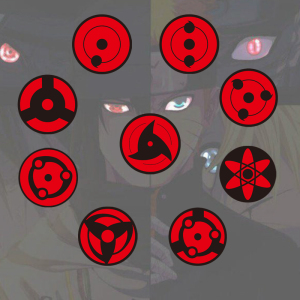 火影忍者写轮眼三勾玉万花筒眼睛动漫卡通刮痕电动车摩托改装贴纸