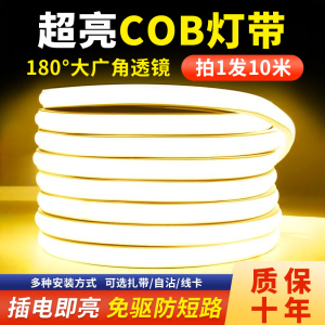 超薄led灯带220v防水超亮槽家用室外客厅COB户外软灯条COBPH2