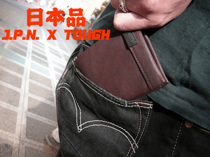 日本JPN X TOUGH咖啡色牛皮男士钱包男式真皮短款横款休闲软皮夹