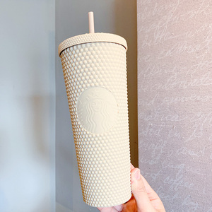 正品星巴克超大容量杯子中秋奶茶色塑料吸管杯高颜值办公榴莲水杯