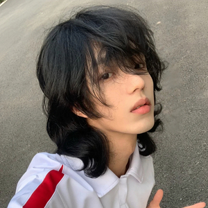 狼尾假发男长发日系男生武士头中分鲻鱼头短发男士日常全头套式