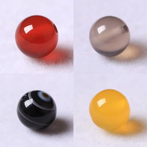 DIY水晶饰品配件 天然红/黄/灰/缠丝玛瑙散珠圆珠半成品 手链