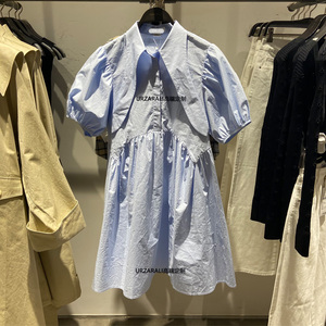 zara&ur2021春夏新品女装休闲娃娃领宽松型连衣裙yu11r7an2000