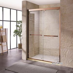 304不锈钢一字形双活动淋浴房浴室隔断玻璃移门洗澡间沐浴屏风