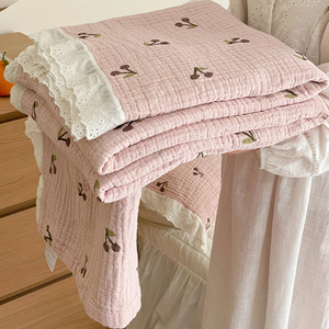 A类全棉纱布毯子毛巾被纯棉成人夏季薄款双层纱午睡毯可机洗被子