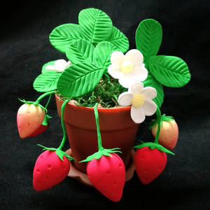 【材料包:草莓盆栽】花盆超轻粘土白色diy寻创意美术手工材料库