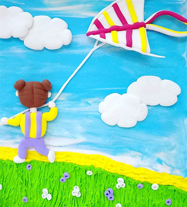 【 材料包:放风筝】春天主题超轻粘土木质底板diy寻创意美术手工