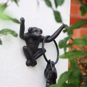 美式创意动物猴子装饰挂钩墙面壁挂玄关收纳复古钥匙架个性衣帽钩