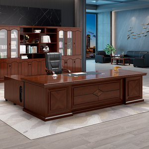 办公桌老板桌总裁桌椅整套经理主管老板台中式办公家具大班台