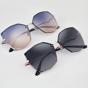 海俪恩无框太阳镜女防紫外线圆脸时尚近视明星同款墨镜女n6708