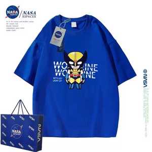 NASA复仇者联盟金刚狼发光衣服儿童纯棉短袖T恤男童夏季上衣潮