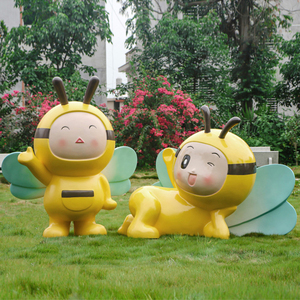 户外园林卡通蜜蜂玻璃钢雕塑商场落地摆件幼儿园小区景观小品装饰