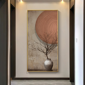 平安岁月侘寂风玄关装饰画日式复古抽象走廊墙挂画茶室书房壁画