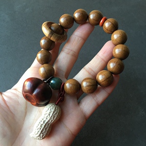 好柿发生天然六道木手串配桃木柿子黄杨木花生挂坠木质文玩手链