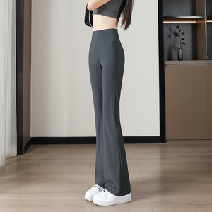 微喇鲨鱼裤女夏季薄款2024新款外穿灰色瑜伽裤高腰提臀垂感喇叭裤